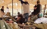 Hilltop youth quarantining together in a tent provided by the IDF on April 7, 2020. (Courtesy)