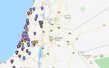 Screenshot of the The Doing Good Map section for Israel, showing good deeds being carried out all over the country.