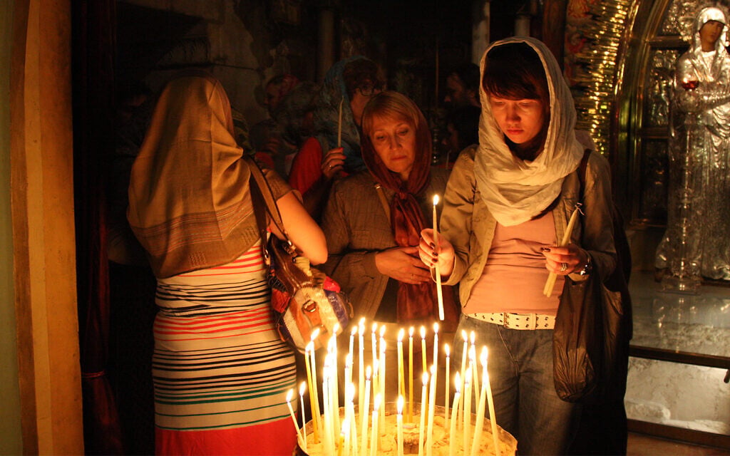 The 12th Station of the Via Dolorosa in the Church of the Holy Sepulchre. (Shmuel Bar-Am)