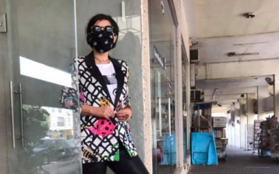 Designer Lara Rosnovsky is using fabrics from her previous collection to fashion masks for her clients Courtesy Lara Rosnovksy)