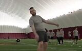 Justin Rohrwasser during an pre-draft workout in a video published on March 31, 2020. (screen capture: YouTube)