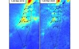 Images of nitrogen  oxide pollution over Israel from the SENTINEL-5 mission, part of the European Earth Observation Programme "Copernicus, "released on  April 5, 2019 by the Environmental Protection Ministry.