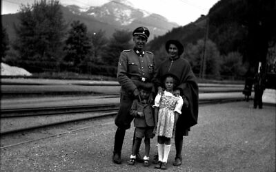 Horst Wachter, with Charlotte, Otto von Wachter, and daughter Traute and the Zell-am-See station in 1944. (Courtesy Horst Wächter)