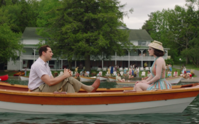 Rachel Brosnahan and Zachary Levi in a scene filmed at Scott's Family Resort. (Screenshot from Amazon via JTA)