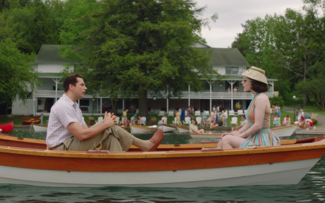 Rachel Brosnahan and Zachary Levi in a scene filmed at Scott's Family Resort. (Screenshot from Amazon via JTA) Rachel Brosnahan and Zachary Levi in a scene filmed at Scott's Family Resort. (Screenshot from Amazon via JTA)