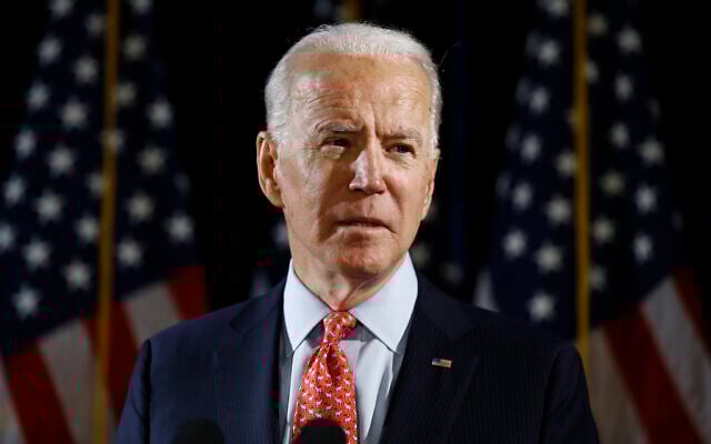 Democratic presidential candidate former US vice president Joe Biden speaks about the coronavirus, in Wilmington, Delaware, March 12, 2020. (Matt Rourke/AP) Democratic presidential candidate former US vice president Joe Biden speaks about the coronavirus, in Wilmington, Delaware, March 12, 2020. (Matt Rourke/AP)