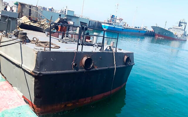 In this photo provided Monday, May 11, 2020, by the Iranian Army, the Konarak support vessel which was struck during a training exercise in the Gulf of Oman, is docked in an unidentified naval base in Iran. (Iranian Army via AP) In this photo provided Monday, May 11, 2020, by the Iranian Army, the Konarak support vessel which was struck during a training exercise in the Gulf of Oman, is docked in an unidentified naval base in Iran. (Iranian Army via AP)