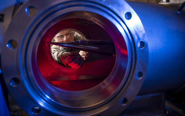 In this image provided by the US Air Force Academy on January 31, 2019, Cadet 2nd Class Eric Hembling uses a Ludwieg Tube to measure the pressures, temperatures, and flow field of various basic geometric and hypersonic research vehicles at Mach 6 in The United States Air Force Academy's Department of Aeronautics, in Colorado Springs, Colorado. (Joshua Armstrong/US Air Force Academy via AP) In this image provided by the US Air Force Academy on January 31, 2019, Cadet 2nd Class Eric Hembling uses a Ludwieg Tube to measure the pressures, temperatures, and flow field of various basic geometric and hypersonic research vehicles at Mach 6 in The United States Air Force Academy's Department of Aeronautics, in Colorado Springs, Colorado. (Joshua Armstrong/US Air Force Academy via AP)