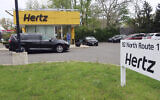 A Hertz car rental is closed during the coronavirus pandemic in Paramus, New Jersey, on May 6, 2020. (AP Photo/Ted Shaffrey, File)