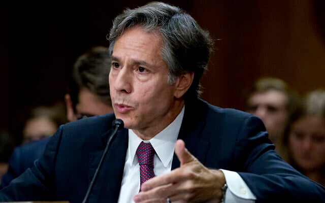 Then deputy secretary of state Antony Blinken testifies on Capitol Hill in Washington, September 29, 2016, before the Senate Foreign Relations Committee hearing on Syria. (AP Photo/ Jose Luis Magana) Then deputy secretary of state Antony Blinken testifies on Capitol Hill in Washington, September 29, 2016, before the Senate Foreign Relations Committee hearing on Syria. (AP Photo/ Jose Luis Magana)
