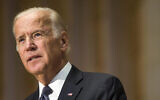 Former vice president Joe Biden speaks during a memorial service for former Israel Prime Minister Shimon Peres at Adas Israel Congregation in Washington, Thursday, Oct 6, 2016.  (AP Photo/Zach Gibson)