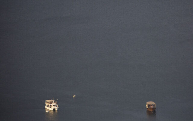 This April 25, 2020 photo shows empty tourist boats in the Sea of Galilee, locally known as Lake Kinneret  (AP Photo/Ariel Schalit)