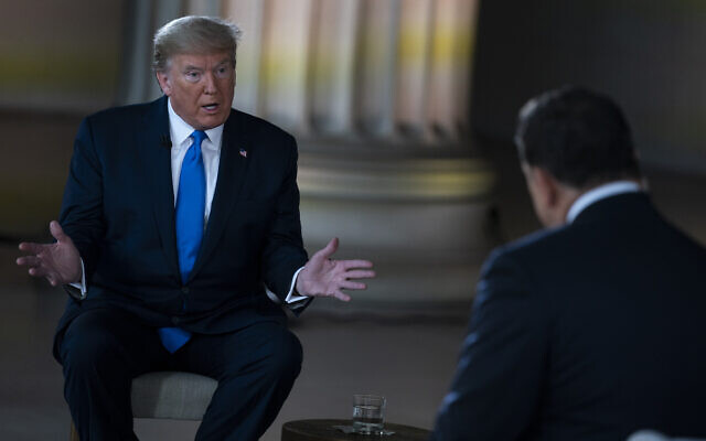 US President Donald Trump speaks during a Fox News virtual town hall from the Lincoln Memorial, May 3, 2020, in Washington. (AP Photo/Evan Vucci) US President Donald Trump speaks during a Fox News virtual town hall from the Lincoln Memorial, May 3, 2020, in Washington. (AP Photo/Evan Vucci)