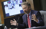 Sen. Rand Paul, Republican of Kentucky, speaks during a virtual Senate Committee for Health, Education, Labor, and Pensions hearing, Tuesday, May 12, 2020 on Capitol Hill in Washington. (Win McNamee/Pool via AP)