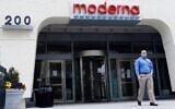 An entrance to a Moderna building, May 18, 2020, in Cambridge, Massachusetts. (AP/Bill Sikes)