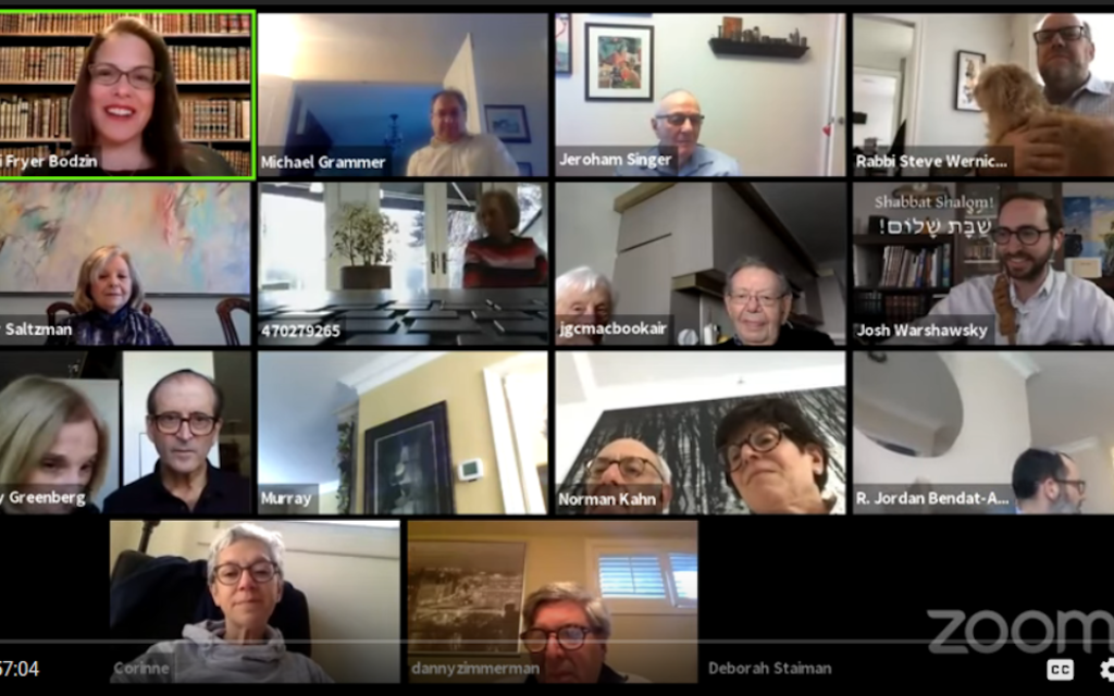 A screenshot from a recent Kabbalat Shabbat service held by the Beth Tzedec congregation. (Courtesy of Beth Tzedec/ via JTA)