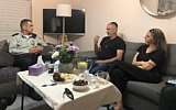 IDF chief of staff Aviv Kohavi (L) visiting the parents of soldier Amit Ben Ygal who was killed by a rock thrown by a Palestinian during a West Bank operation, May 28, 2020. (Israel Defense Forces)