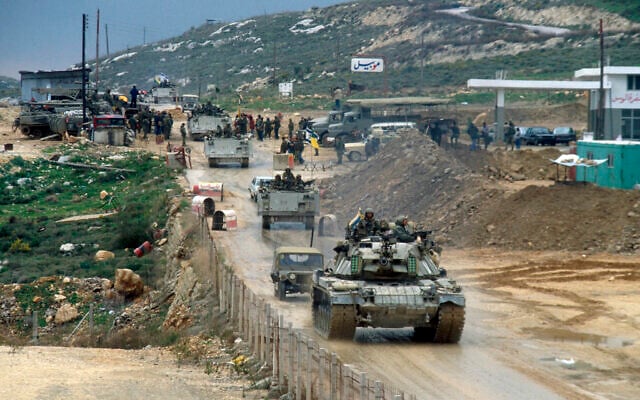 IDF vehicles drive over the Awali bridge as they leave Lebanon on the first day of a planned retreat on February 16, 1985. (Yossi Zamir/Flash90) IDF vehicles drive over the Awali bridge as they leave Lebanon on the first day of a planned retreat on February 16, 1985. (Yossi Zamir/Flash90)