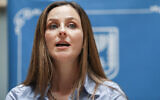 Newly appointed Minister of Social Equality Meirav Cohen attends a passing the baton ceremony at the Ministry of Social Equality in Jerusalem on May 18, 2020. (Flash90)