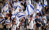 Israel supporters at a vigil and rally for the victims of the October 7 Hamas onslaught, in New York City, October 10, 2023. (Luke Tress)