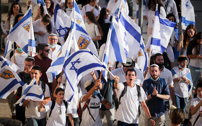 Israel supporters at a vigil and rally for the victims of the October 7 Hamas onslaught, in New York City, October 10, 2023. (Luke Tress)