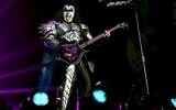Gene Simmons of Kiss performs at Staples Center in Los Angeles, March 4, 2020. (Kevin Winter/Getty Images for ABA via JTA)