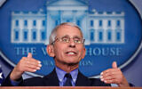 Dr. Anthony Fauci, director of the National Institute of Allergy and Infectious Diseases, speaks about the coronavirus in the White House, April 17, 2020. (AP/Alex Brandon)