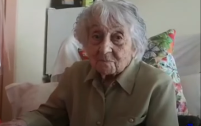 Maria Branyas, 113, after recovering from COVID-19 at the Santa Maria del Tura care home in Olot, Spain, May 11, 2020. (Screenshot: YouTube)