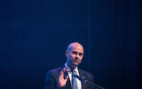 Justice Minister Amir Ohana speaks at a ceremony at the International Convention Center in Jerusalem, February 3, 2020. (Olivier Fitoussi/Flash90)