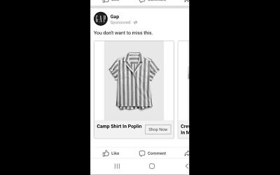 An ad for the "camp shirt" from Gap. (Screenshot from Facebook via JTA)