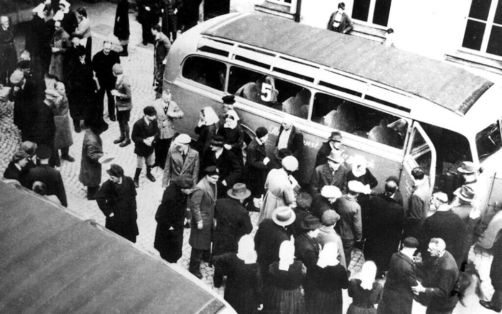 In Bruckberg, Germany, victims of the Nazis' 'T4' euthanasia program are transported to killing centers (public domain)