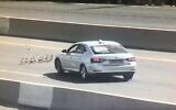 Police stop traffic to allow family of geese to cross highway, May 29, 2020 (Screen grab/Israel Police)