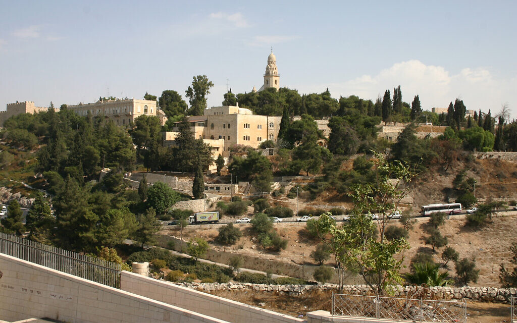 Mount Zion and a road constructed for a papal visit in 1964. (Shmuel Bar-Am)
