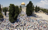 Illustrative: Muslims pray at the Temple Mount during Ramadan (courtesy, Atta Awisat)