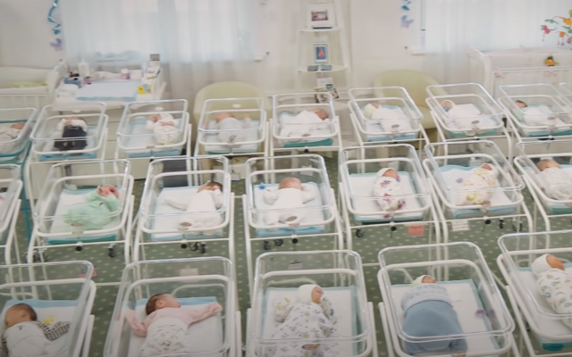 Surrogate babies stranded at a Kyiv hotel owned by the BioTexCom clinic (YouTube screenshot)