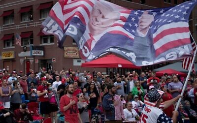 People wait to attend a rally with US President Donald Trump at the BOK Center on June 20, 2020, in Tulsa, Oklahoma. (Brendan Smialowski/AFP)