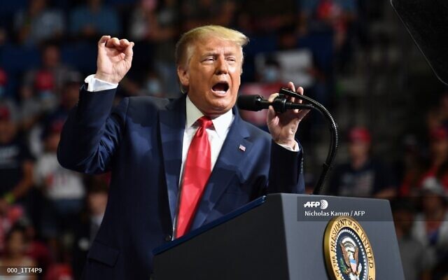 US President Donald Trump speaks during a campaign rally at the BOK Center on June 20, 2020 in Tulsa, Oklahoma. (Nicholas Kamm / AFP) US President Donald Trump speaks during a campaign rally at the BOK Center on June 20, 2020 in Tulsa, Oklahoma. (Nicholas Kamm / AFP)