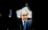 Prime Minister Benjamin Netanyahu leads the weekly cabinet meeting, at the Prime Minister's Office in Jerusalem, on December 1, 2019. (Marc Israel Sellem/Pool via JTA)