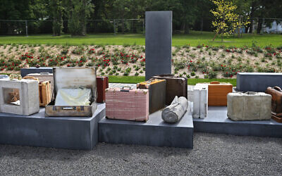 13 June 2020, Bavaria, Wurzburg: Stylized pieces of luggage stand at a memorial for deported Jews in front of the main station. The abandoned suitcases are intended to symbolize the loss and disappearance of Jews and their religious communities during the Nazi era. (Photo by Karl-Josef Hildenbrand/picture alliance via Getty Images via JTA)