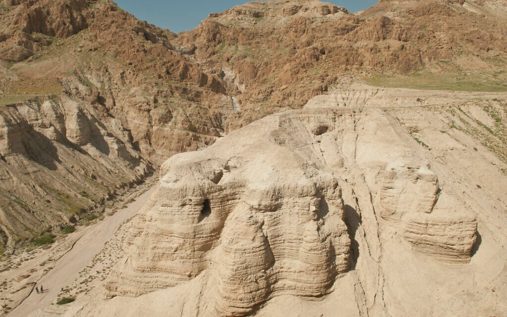 Cave 4, Qumran, on the shores of the Dead Sea. (Shai Halevi, Courtesy of the Israel Antiquities Authority)