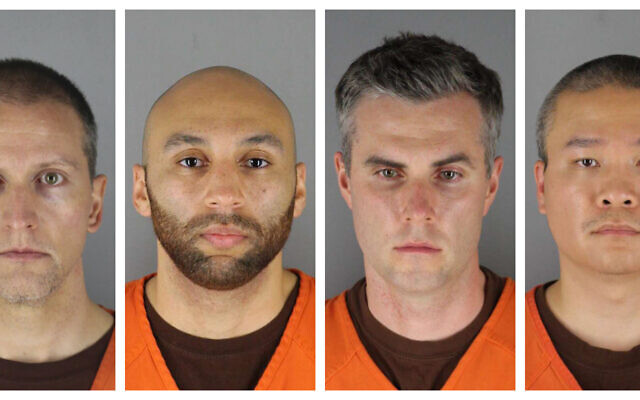 This combination of photos provided by the Hennepin County Sheriff's Office in Minnesota on Wednesday, June 3, 2020, shows Derek Chauvin, from left, J. Alexander Kueng, Thomas Lane and Tou Thao. Chauvin is charged with second-degree murder of George Floyd, a black man who died after being restrained by him and the other Minneapolis police officers on May 25. Kueng, Lane and Thao have been charged with aiding and abetting Chauvin. (Hennepin County Sheriff's Office via AP) This combination of photos provided by the Hennepin County Sheriff's Office in Minnesota on Wednesday, June 3, 2020, shows Derek Chauvin, from left, J. Alexander Kueng, Thomas Lane and Tou Thao. Chauvin is charged with second-degree murder of George Floyd, a black man who died after being restrained by him and the other Minneapolis police officers on May 25. Kueng, Lane and Thao have been charged with aiding and abetting Chauvin. (Hennepin County Sheriff's Office via AP)
