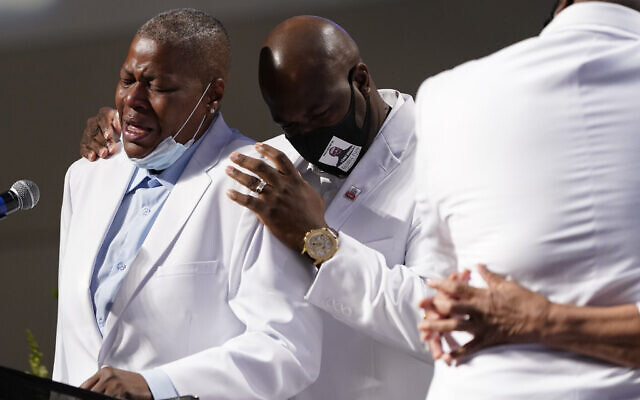 LaTonya Floyd speaks during the funeral service for her brother George Floyd at The Fountain of Praise church Tuesday, June 9, 2020, in Houston. (AP Photo/David J. Phillip, Pool) LaTonya Floyd speaks during the funeral service for her brother George Floyd at The Fountain of Praise church Tuesday, June 9, 2020, in Houston. (AP Photo/David J. Phillip, Pool)