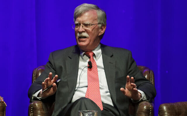 Former US national security adviser John Bolton speaks in Nashville, Tennessee, February 19, 2020. (AP Photo/Mark Humphrey) Former US national security adviser John Bolton speaks in Nashville, Tennessee, February 19, 2020. (AP Photo/Mark Humphrey)