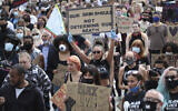 Protesters gather in Leeds, England, June 14, 2020, during a protest by Black Voices Matter. (Danny Lawson/PA via AP)