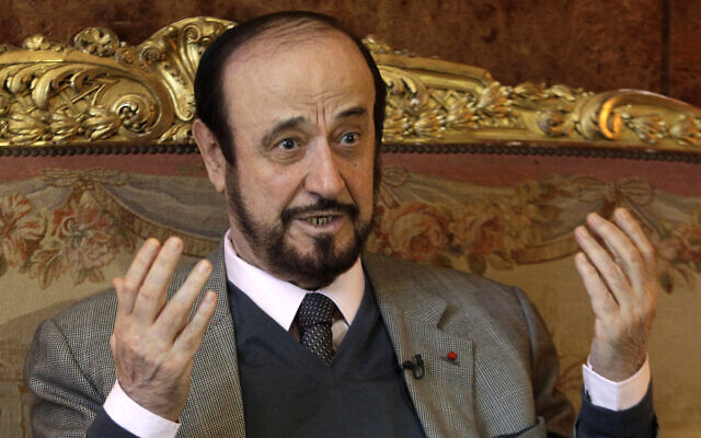 Rifaat Assad, an uncle of Syrian President Bashar Assad, speaks with the Associated Press on November 15, 2011, in Paris. (AP Photo/Michel Euler)