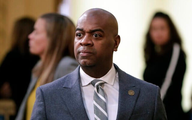 Newark Mayor Ras Baraka looks on prior to New Jersey Gov. Phil Murphy's first State of the State address, Jan. 15, 2019, in Trenton, New Jersey (AP Photo/Julio Cortez) Newark Mayor Ras Baraka looks on prior to New Jersey Gov. Phil Murphy's first State of the State address, Jan. 15, 2019, in Trenton, New Jersey (AP Photo/Julio Cortez)
