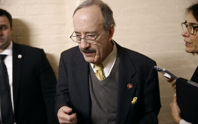 Chairman of the House Foreign Affairs Committee Eliot Engel, D-N.Y., arrives for a House Democratic Caucus meeting, Tuesday, Dec. 17, 2019, before a scheduled House Rules Committee hearing on the articles of impeachment against President Donald Trump on Capitol Hill in Washington. (AP Photo/Patrick Semansky)