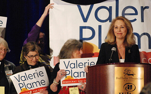 Congressional candidate and former CIA operative Valerie Plame seeks support from local party delegates at the Democratic Party preprimary convention in Pojoaque, N.M., March 7, 2020. (AP Photo/Morgan Lee) Congressional candidate and former CIA operative Valerie Plame seeks support from local party delegates at the Democratic Party preprimary convention in Pojoaque, N.M., March 7, 2020. (AP Photo/Morgan Lee)