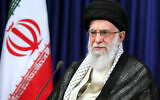 Iranian Supreme Leader Ayatollah Ali Khamenei addresses the nation in a televised speech marking the anniversary of the 1989 death of Ayatollah Ruhollah Khomeini, the leader of the 1979 Islamic Revolution, in Tehran, Iran, June 3, 2020. (Office of the Iranian Supreme Leader via AP)