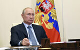 Russian President Vladimir Putin at the Novo-Ogaryovo residence outside Moscow, Russia, on June 19, 2020 (Alexei Nikolsky, Sputnik, Kremlin Pool Photo via AP)